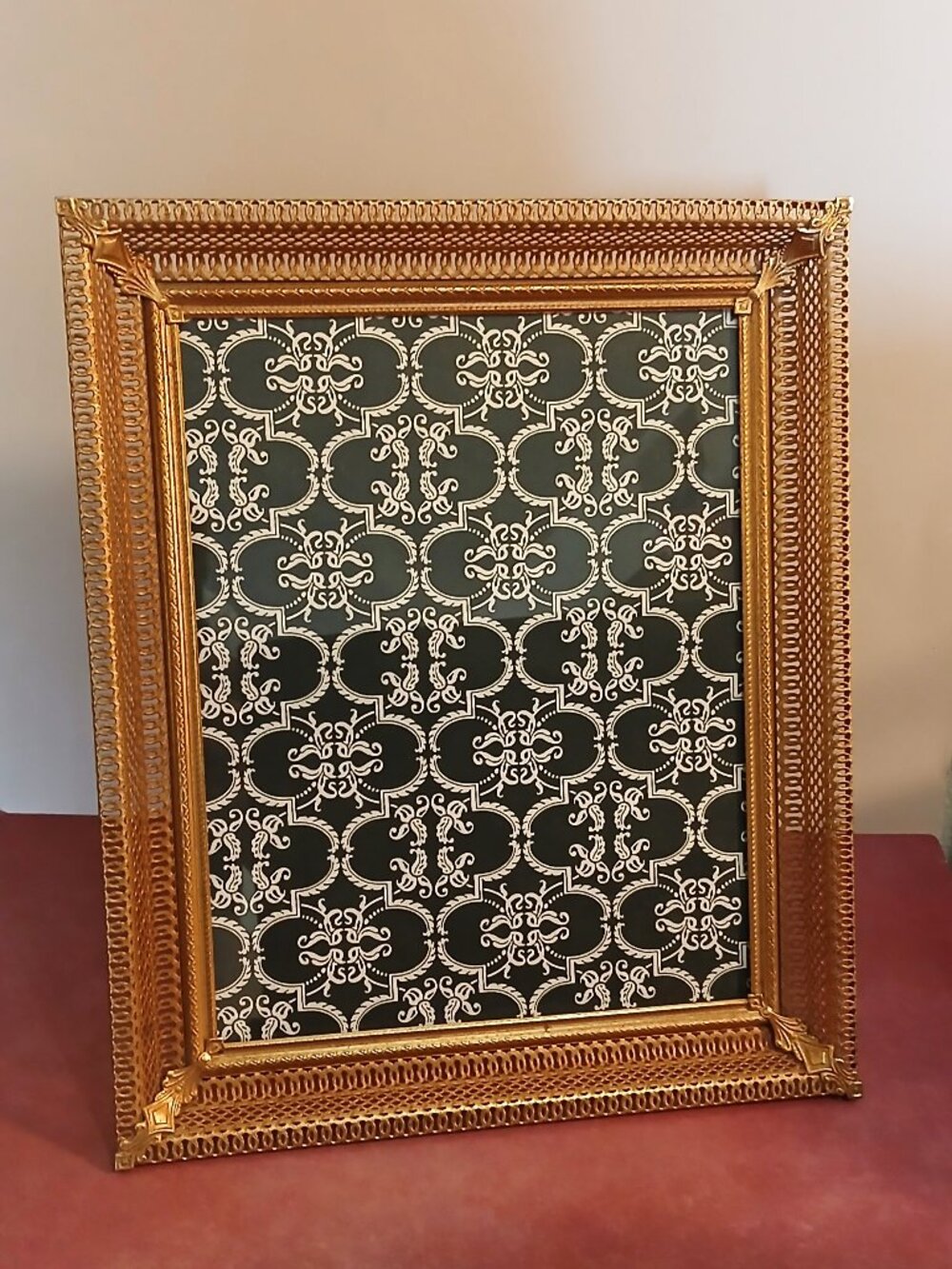 Hollywood Regency Style-Filigree Gold Tone Metal Photo Frame 8x10